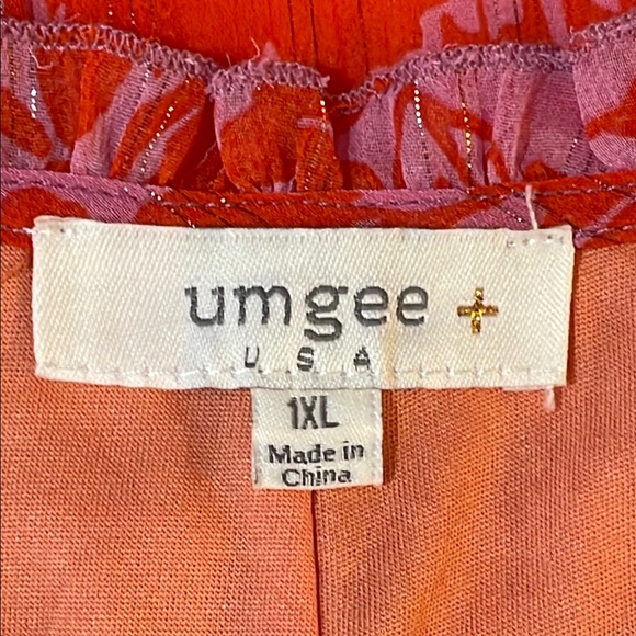 Umgee Pink Floral Midi A-Line Dress Size 1X - Picture 9 of 10